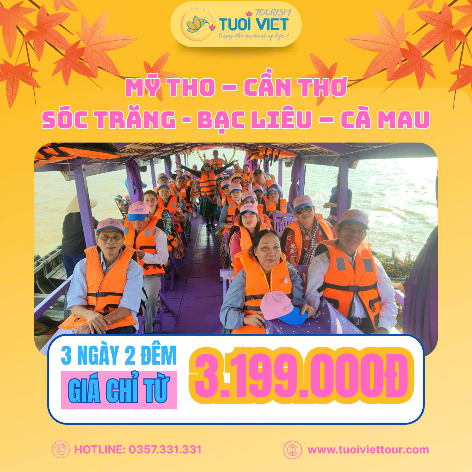 Tour Sài Gòn - Bến Tre - Châu Đốc - Chợ Nổi Cái Răng 3N2Đ