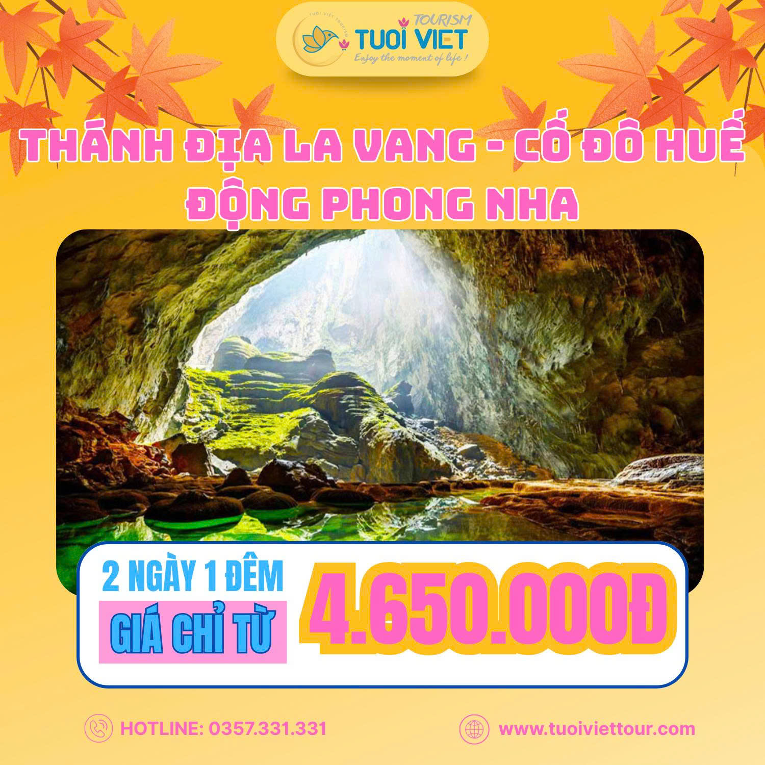 Tour Thánh Địa La Vang - Cố Đô Huế - Động Phong Nha 2N1Đ