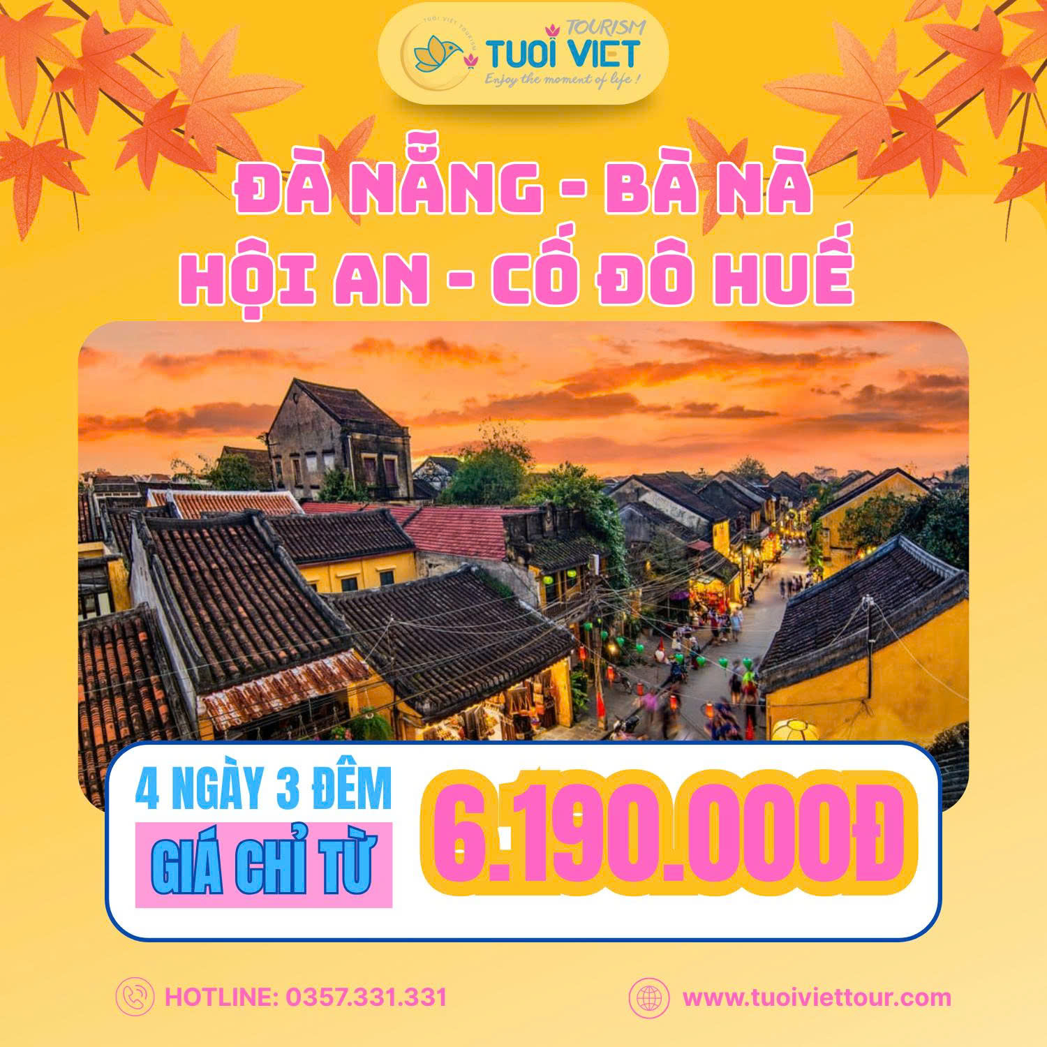 Tour Đà Nẵng – Bà Nà – Hội An – Cố Đô Huế VMB Khứ Hồi 4N3Đ