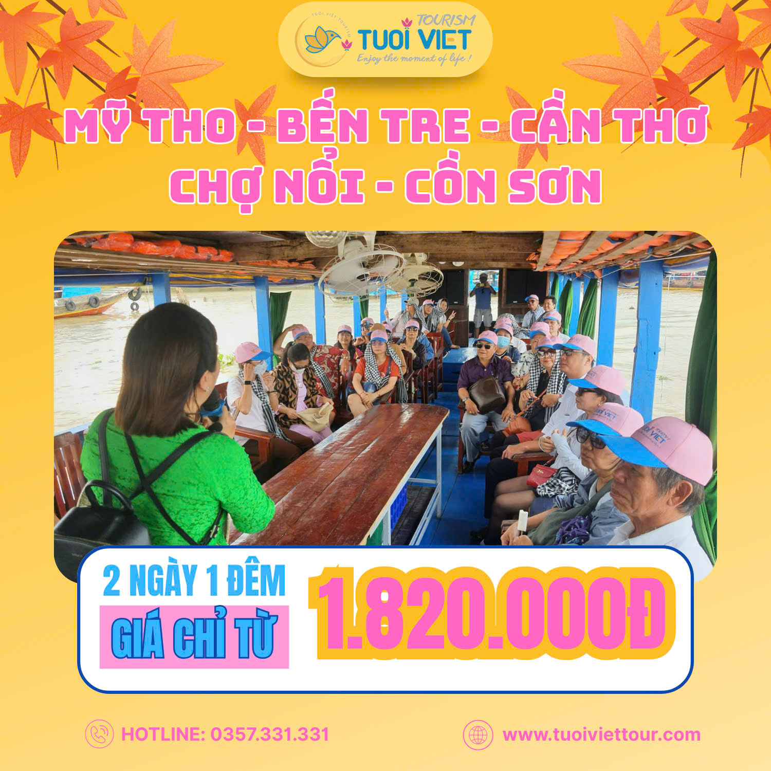 Tour Mỹ Tho - Bến Tre - Cần Thơ - Chợ Nổi Cái Răng - Cồn Sơn 2N1Đ